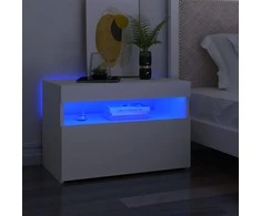 Naktinės spintelės su LED, 2vnt., baltos, 60x35x40cm, mediena