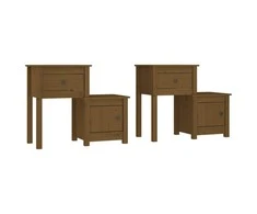 Naktinės spintelės, 2vnt., medaus rudos, 79,5x38x65,5cm, pušis