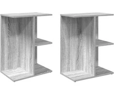 Naktinės spintelės, 2vnt., pilka, 46,5x29x61cm, mediena