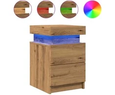 Naktinės spintelės su LED, 2vnt., artisano, 35x39x55cm, mediena
