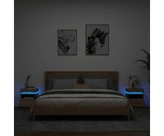 Naktinės spintelės su LED, 2vnt., ąžuolo, 40x39x48,5cm