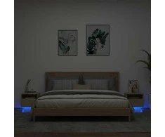 Naktinės spintelės su LED, 2vnt., ąžuolo, 40x39x37cm