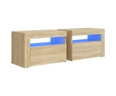 Naktinės spintelės su LED, 2vnt., sonoma ąžuolo, 60x35x40cm