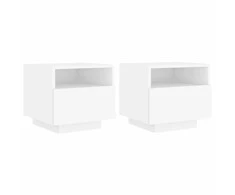 Naktinės spintelės su LED, 2vnt., baltos, 40x39x37cm