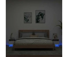 Naktinės spintelės su LED, 2vnt., baltos, 40x39x37cm