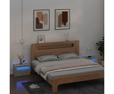 Naktinės spintelės su LED, 2vnt., betono pilkos, 60x35x40cm