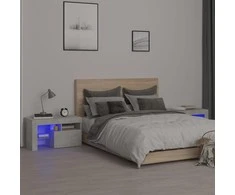 Naktinės spintelės su LED, 2vnt., betono pilkos, 70x36,5x40cm