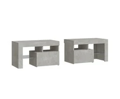 Naktinės spintelės su LED, 2vnt., betono pilkos, 70x36,5x40cm