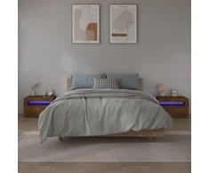 Naktinės spintelės su LED, 2vnt., dūminio ąžuolo, 60x35x40cm