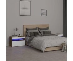 Naktinės spintelės su LED, 2vnt., dūminio ąžuolo, 60x35x40cm
