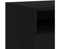 Naktinės spintelės su LED, 2vnt., juodos, 40x39x37cm