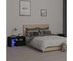 Naktinės spintelės su LED, 2vnt., juodos, 70x36,5x40cm