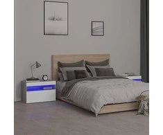 Naktinės spintelės su LED, 2vnt., pilkos ąžuolo, 60x35x40cm