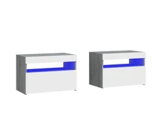 Naktinės spintelės su LED, 2vnt., pilkos ąžuolo, 60x35x40cm