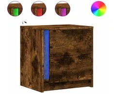 Naktinės spintelės su LED lemputėmis, 2vnt., dūminės, mediena