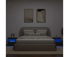 Naktinės spintelės su LED lemputėmis, 2vnt., juodos, 50x40x45cm