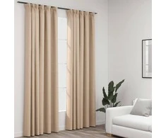 Naktinės užuolaidos su kabliukais, 2vnt., smėlio, 140x225cm