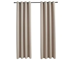 Naktinės užuolaidos su žiedais, 2vnt., smėlio, 140x245cm