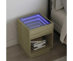 Naktinis staliukas su Infinity LED, ąžuolo, 40x40x50cm