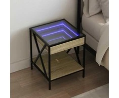 Naktinis staliukas su Infinity LED, ąžuolo, 40x40x49cm