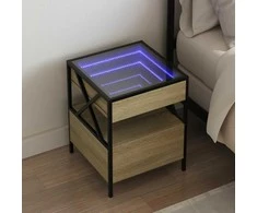 Naktinis staliukas su Infinity LED, ąžuolo, 40x40x51cm