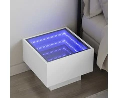 Naktinis staliukas su Infinity LED, baltas, 40x40x30cm