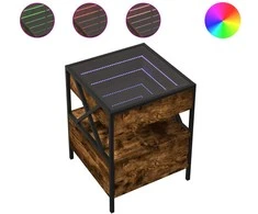 Naktinis staliukas su Infinity LED, dūminio ąžuolo, 40x40x51cm