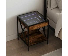 Naktinis staliukas su Infinity LED, dūminio ąžuolo, 40x40x49cm