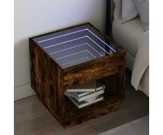 Naktinis staliukas su Infinity LED, dūminio ąžuolo, 50x50x50cm