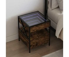 Naktinis staliukas su Infinity LED, dūminio ąžuolo, 40x40x51cm