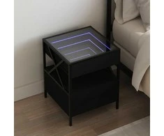 Naktinis staliukas su Infinity LED, juodas, 40x40x51cm