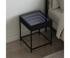 Naktinis staliukas su Infinity LED, juodas, 40x40x51cm