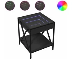 Naktinis staliukas su Infinity LED, juodas, 40x40x49cm