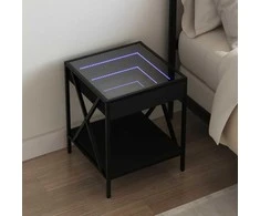 Naktinis staliukas su Infinity LED, juodas, 40x40x49cm