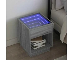 Naktinis staliukas su Infinity LED, pilkas ąžuolo, 40x40x50cm