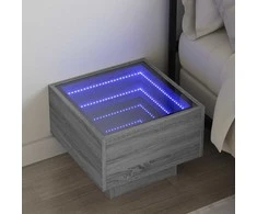 Naktinis staliukas su Infinity LED, pilkas ąžuolo, 40x40x30cm