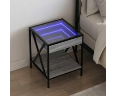 Naktinis staliukas su Infinity LED, pilkas ąžuolo, 40x40x49cm
