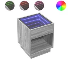 Naktinis staliukas su Infinity LED, pilkas ąžuolo, 40x40x50cm
