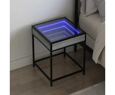 Naktinis staliukas su Infinity LED, pilkas ąžuolo, 40x40x51cm