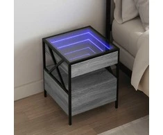 Naktinis staliukas su Infinity LED, pilkas ąžuolo, 40x40x51cm