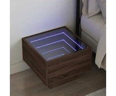 Naktinis staliukas su Infinity LED, rudas ąžuolo, 40x40x30cm