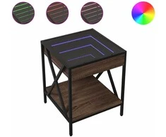 Naktinis staliukas su Infinity LED, rudas ąžuolo, 40x40x49cm
