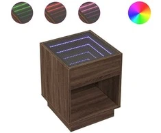 Naktinis staliukas su Infinity LED, rudas ąžuolo, 40x40x50cm