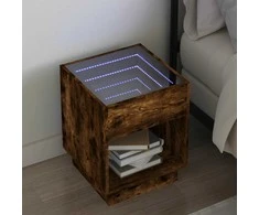 Naktinis staliukas su Infinity LED, rudas ąžuolo, 40x40x50cm