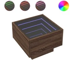 Naktinis staliukas su Infinity LED, rudas ąžuolo, 40x40x30cm