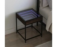 Naktinis staliukas su Infinity LED, rudo ąžuolo, 40x40x51cm
