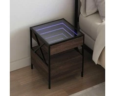 Naktinis staliukas su Infinity LED, rudo ąžuolo, 40x40x51cm