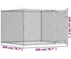Narvas šunims su durimis, pilkas, 2x2x1,5m, plienas
