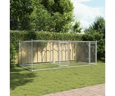 Narvas šunims su durimis, pilkas, 4x2x1,5m, plienas