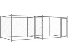 Narvas šunims su durimis, pilkas, 4x2x1,5m, plienas